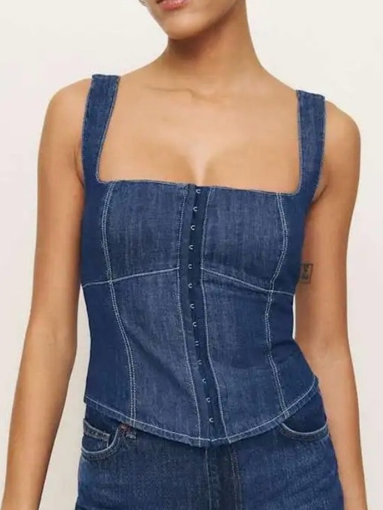 Reformation Tops - NWT Reformation Tagliatelle Denim Corset Top Blue Women's 2